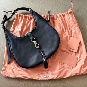 Miu Miu ‘Grace Lux’ Black Leather Women's Hobo Bag